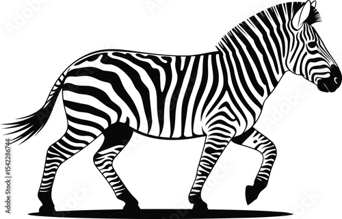 Zebra Silhouette Vector Design, Transparent Background.