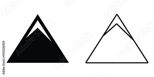 Mountain icon design featuring geometric shapes with contrasting colors and clean lines for modern branding