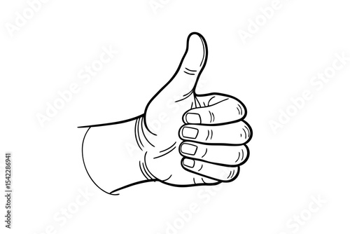 positive gesture thumbs up line art hand sketch