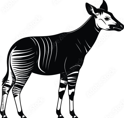 Okapi Silhouette Vector Design, Transparent Background.