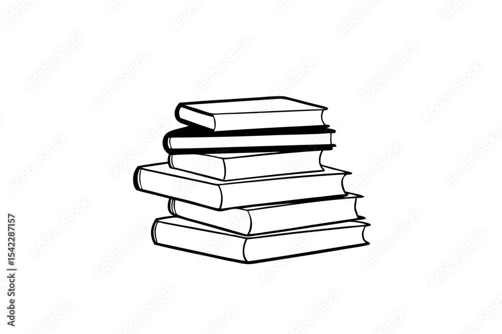 stack of books line drawing illustration