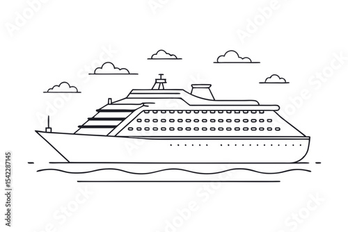 ocean cruise ship outline drawing