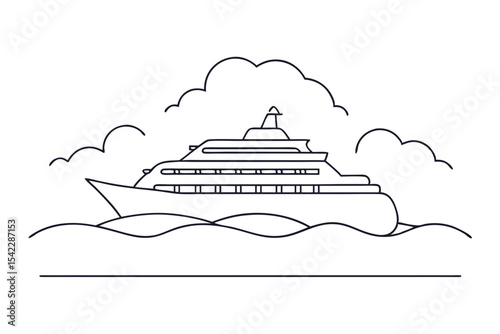 passenger cruise ship sailing sketch