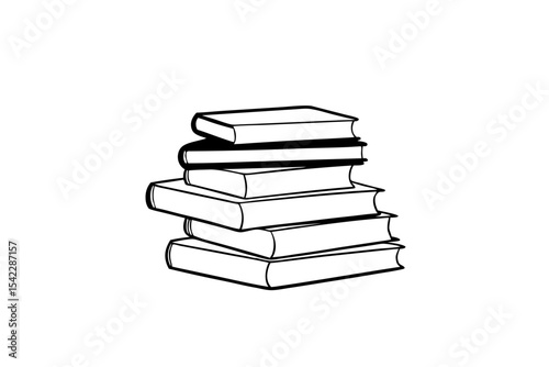 stack of books line drawing illustration
