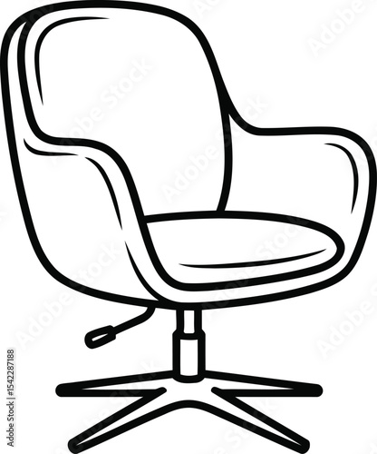 Office Chair Outline Vector Design, Transparent Background.