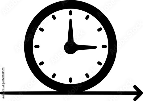 Clock hand draw icon vector. Time illustration sign. Wall clock symbol or logo.
