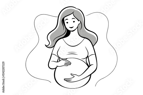 minimal line art of pregnant woman