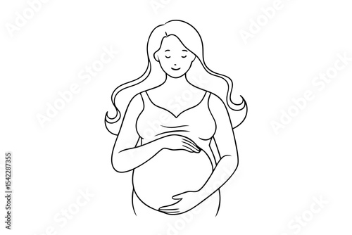 expecting mother with hands on belly drawing