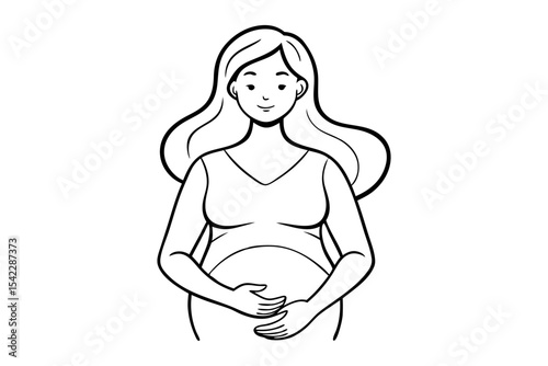 pregnancy line drawing of woman holding belly