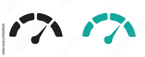 Minimal Speedometer Gauge Icons. Black and Blue Semi-Circle Dial Design. Victor illustration eps 10