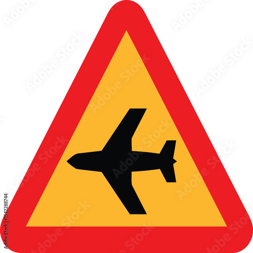 Warning Low-Flying Aircraft Ahead - Airport Proximity Sign