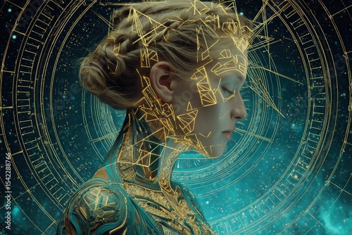 Futuristic portrait of a wo...