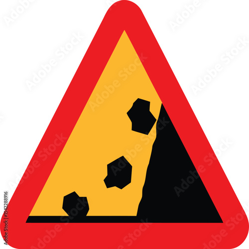 Falling Rocks Warning Sign Road Safety and Hazard Awareness