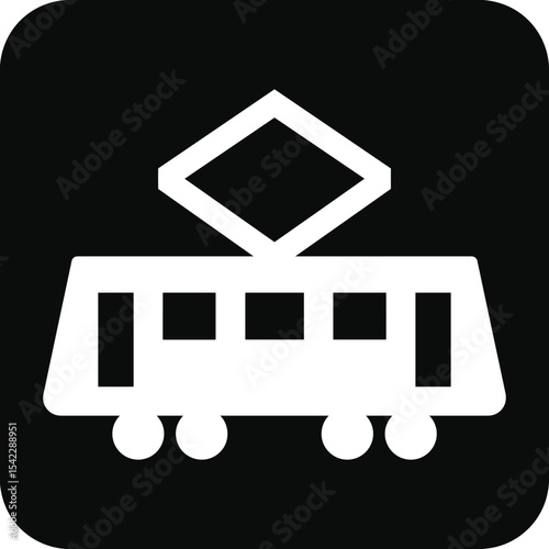 Modern Tram Icon Public Transportation Symbol for City Transit Design