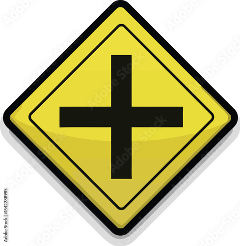 Intersection Ahead Yellow Diamond Road Sign Graphic