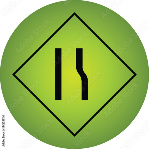 Road Narrows Ahead Safety First! Drive Carefully