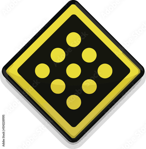 Nine Yellow Circles on Black Diamond Road Sign  Warning Symbol Graphic