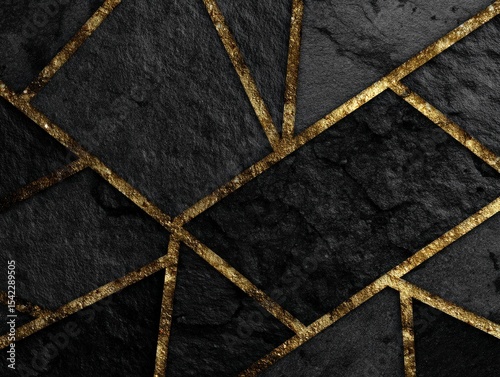 Abstract black and gold geo...