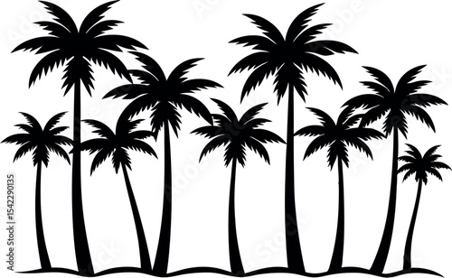 Flat Vector Silhouettes of Trees on White Background – Nature Elements Pack