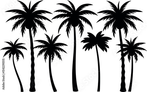 Black Tree Silhouette Set – Vector Illustration of Various Tree Shapes