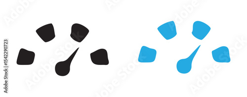 Speedometer Gauge Icon Set. Black and Blue Line Style Symbols. Victor illustration eps 10