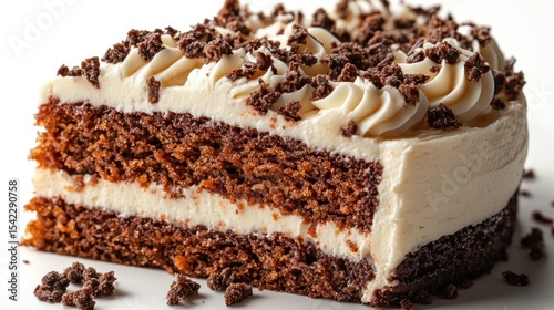 Close-up of a rich chocolate cake slice