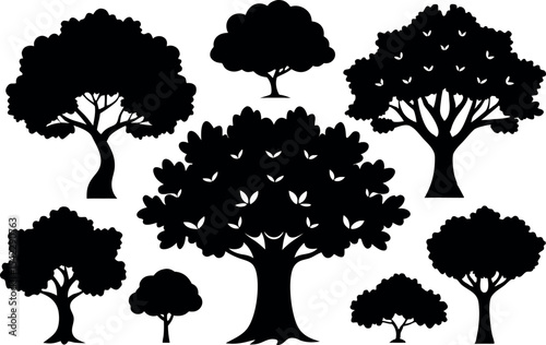 Minimalist Tree Silhouette Vector Set – Forest Elements for Illustrators