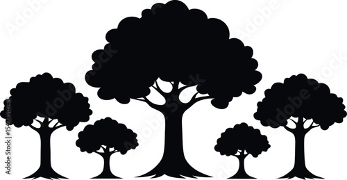 Minimalist Tree Silhouette Vector Set – Forest Elements for Illustrators