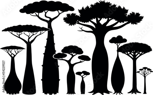 Nature Tree Shapes – Isolated Silhouette Vector Bundle for Design Use