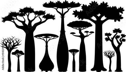 Nature Tree Shapes – Isolated Silhouette Vector Bundle for Design Use