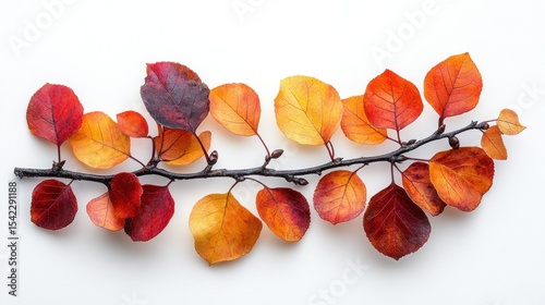 Autumnal branch with vibrant leaves