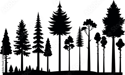 Tree Silhouettes Collection – Black Forest and Woodland Vector Graphics