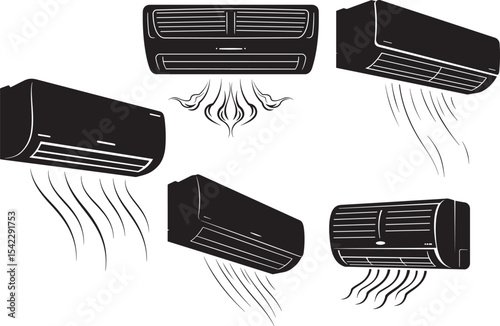 Air conditioning unit system vector illustration