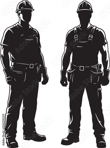 Bricklayer with trowel construction pose vector illustration