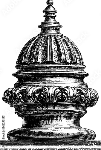 Vintage engraving of architectural column capital design