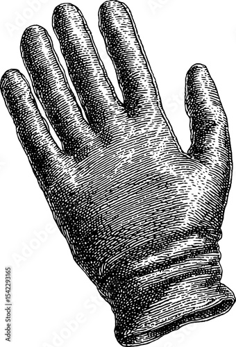 Vintage silk glove in engraving and pencil sketch style design