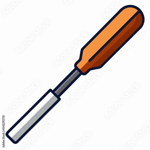 Illustration of a flathead screwdriver with an orange handle and gray blade