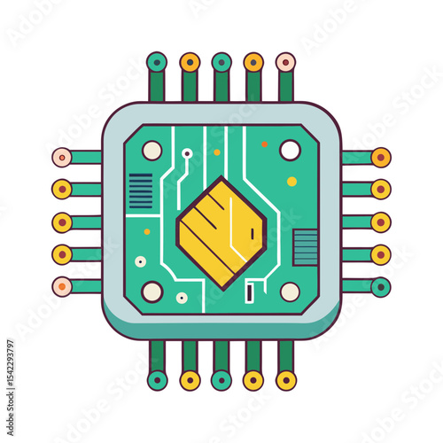 Modern Artistic Rendering of a Computer Chip