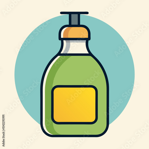 Vector illustration of green liquid soap dispenser with blank label space