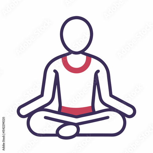 Simple Icon of a Person Meditating in Lotus Position on white Background