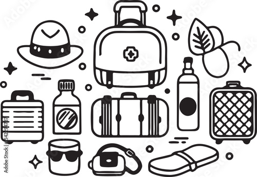 Black vector icons illustrating a collection of kitchen tools and household appliances, perfect for food and drink-related designs