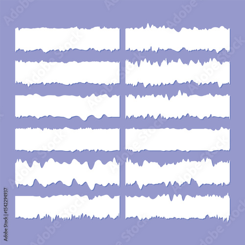 Ripped Paper Strips Set with Wavy Edges Vector