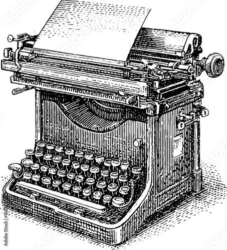 Vintage typewriter engraving design for retro-themed projects