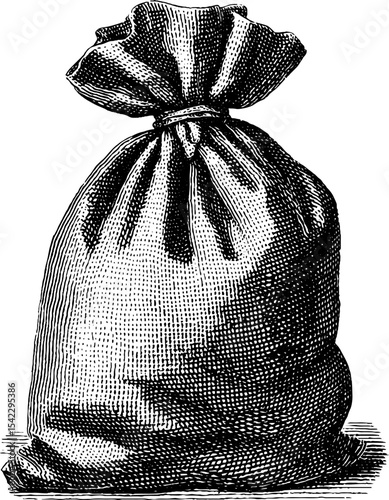 Vintage engraving of vacuum sealed pouch for design and decoration purposes