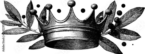 Vintage crown and laurel emblem engraving design for classic decor and art projects
