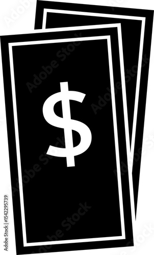 Banknote black silhouette.
Simple shape Banknote icon vector Isolated.
Transparent background. SVG file.