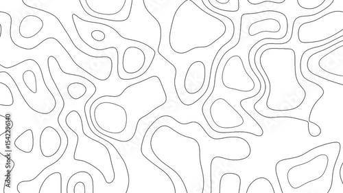 4K animated black topographic map background featuring smooth, flowing contour lines. Topographic map. Abstract animated outline topographic contour map. graphic elements, background patterns