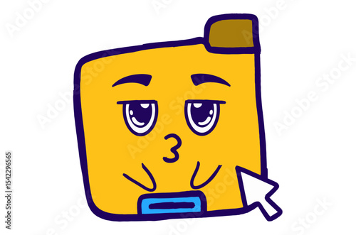 Cute Folder Icon Mascot Stickers With Frowning Expression