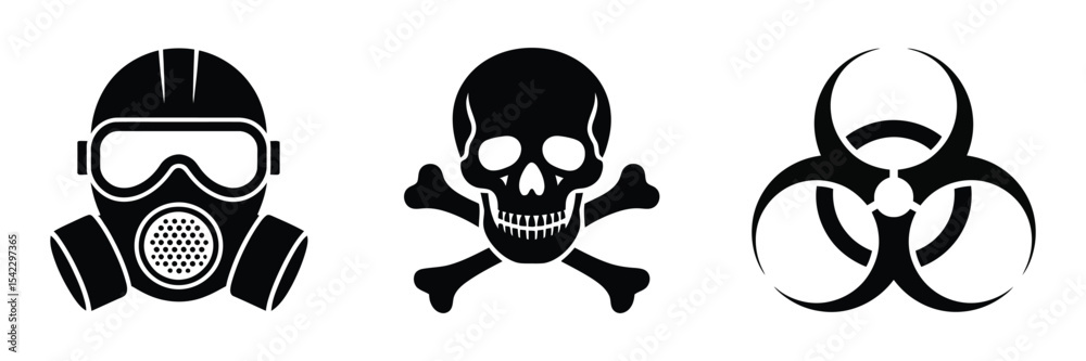 Fototapeta premium Toxic danger symbol set vector illustration pack