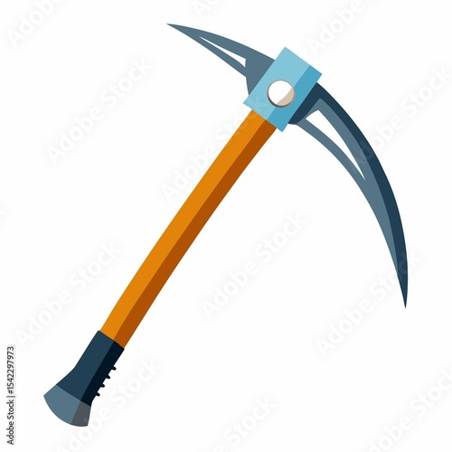 Isolated cartoon style pickaxe illustration for mining construction concept on white background
